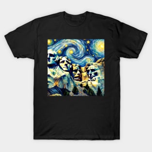 Mount Rushmore Starry Night - Beautiful Iconic Places T-Shirt